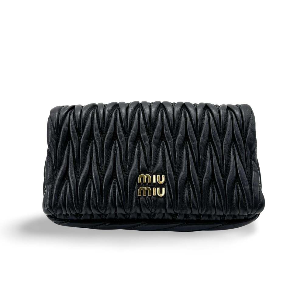 Miu Matelassé Napa Leather Pouch Black #352253F78B